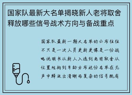 国家队最新大名单揭晓新人老将取舍释放哪些信号战术方向与备战重点 国家队最新大名单揭晓新人老将取舍释放哪些信号战术方向与备战重点